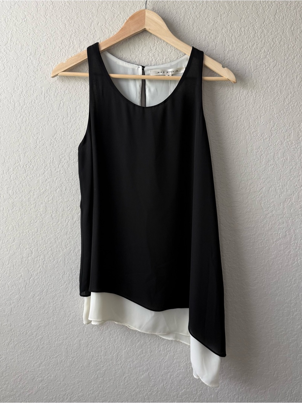 Max Studio Black & White Asymmetrical Layered Camisole